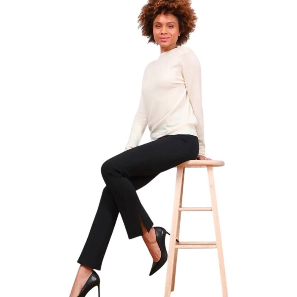 Avenue Montaigne Gisela Side Slit Boot Leg Pant in Black 12